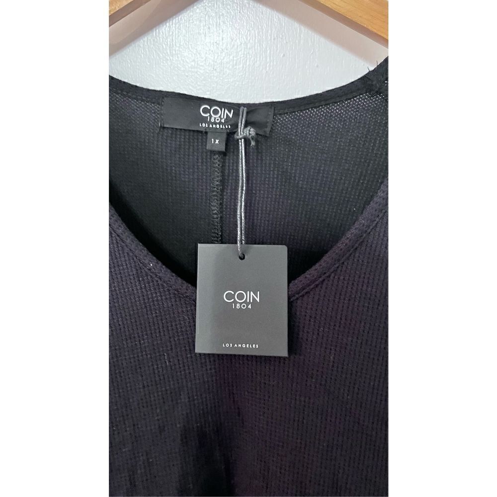 COIN 1804 BLACK RIBBED 3/4 BLOUSE NEW WOMENS SIZE 1X NEW - Picture 4 of 9